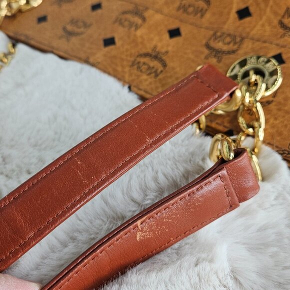 Price is FIRM⚠️ MCM Cognac Visetos Coated Canvas and Leather Chain Tote - Picture 16 of 16